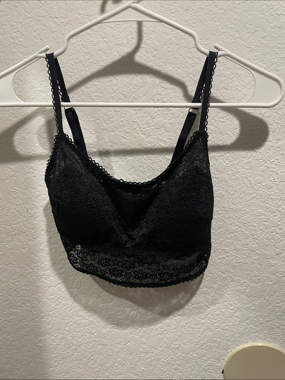 Lace Bralette Crop Top - Black